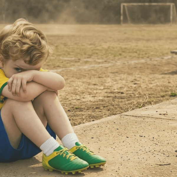 Criança triste após derrota da seleção brasielira